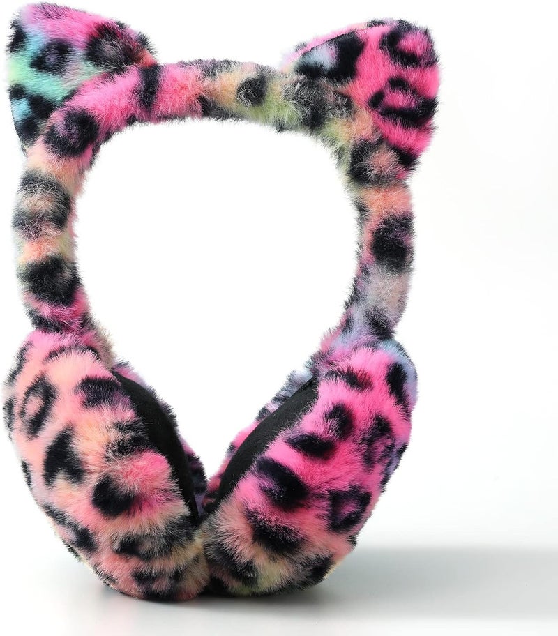 CHUANGLI Winter Warm Cat Ear Muffs for Women Girls Cute Catear Earmuff Ladies Headband Faux Fur Earmuffs Plush Ear Warmers - Image 2